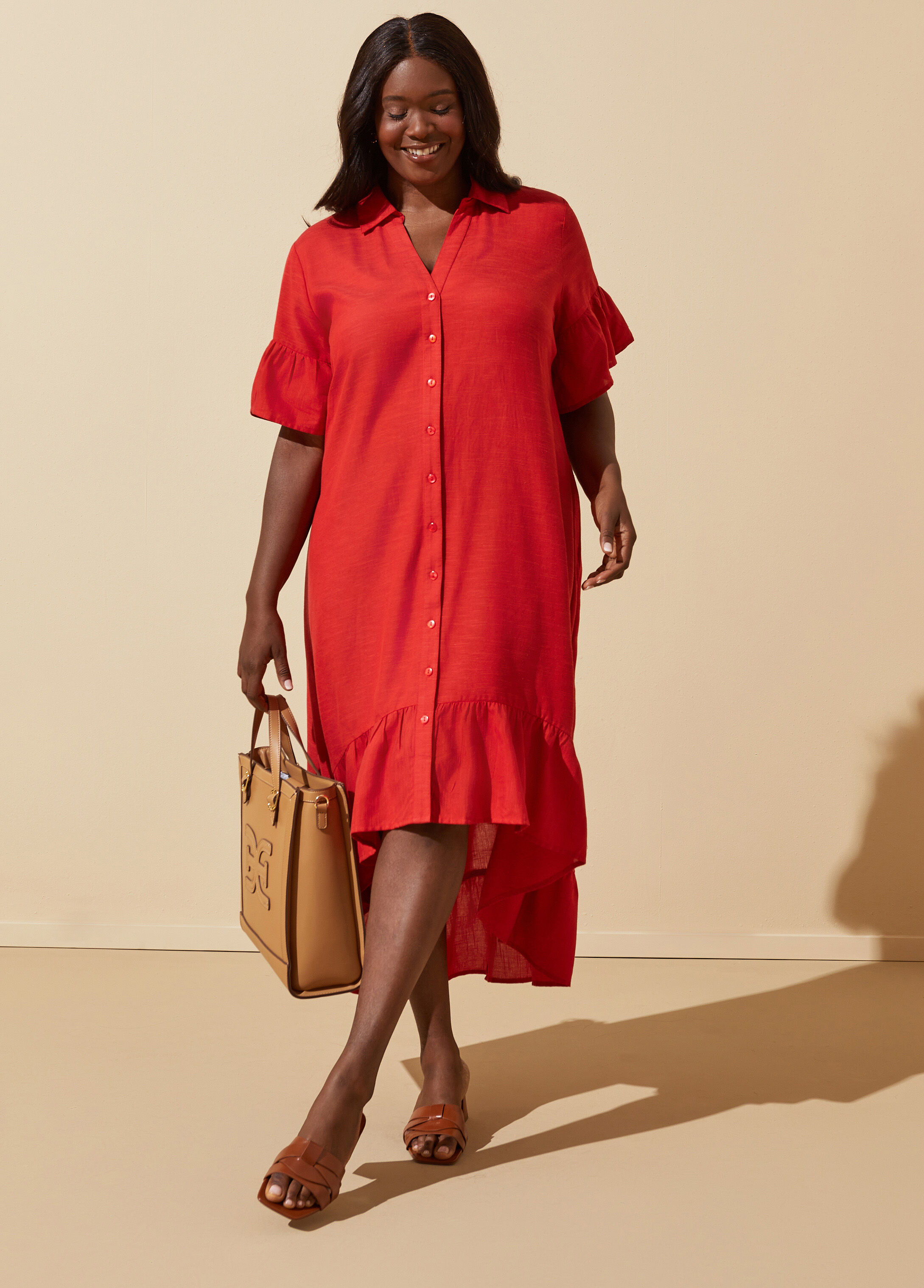 Plus size clearance red shirt dress