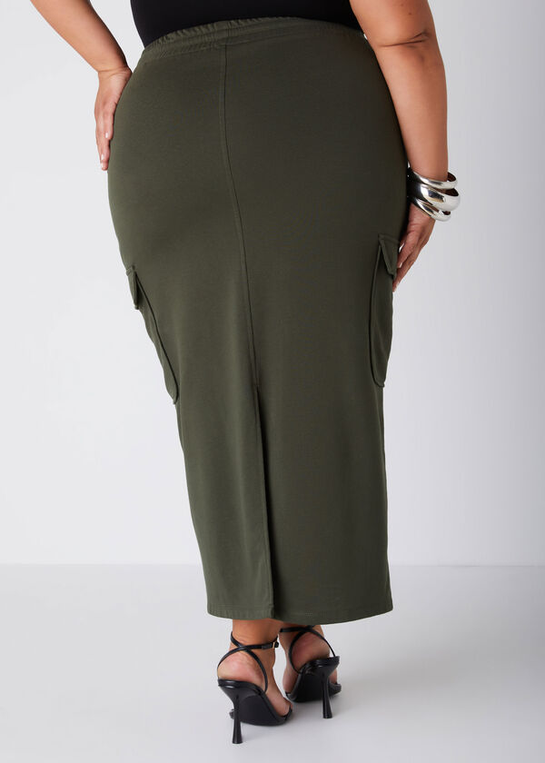 French Terry Maxi Cargo Skirt, Deep Depths image number 1