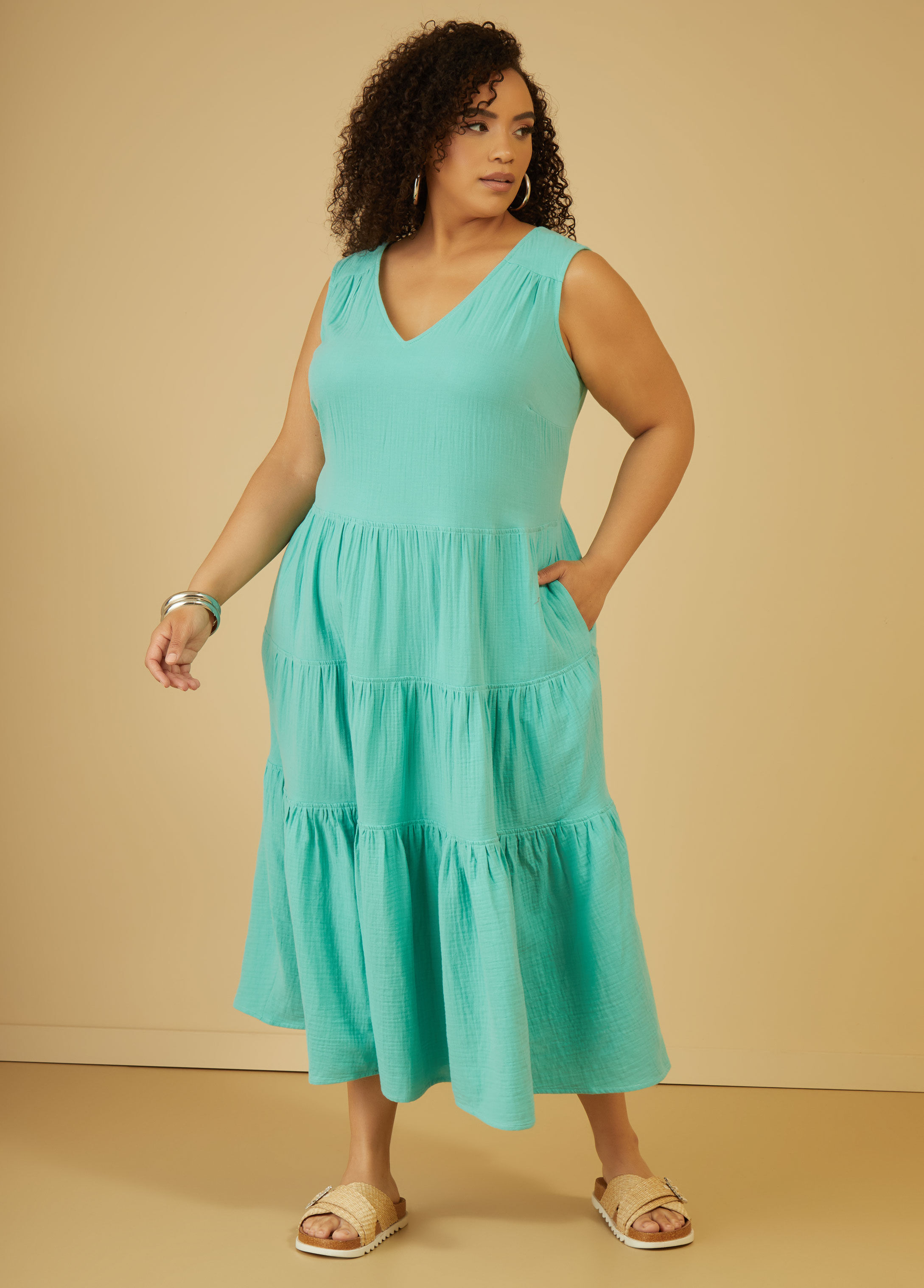 Plus Size Maxi Dress Summer Cotton Dress Plus Size Gauze Dress