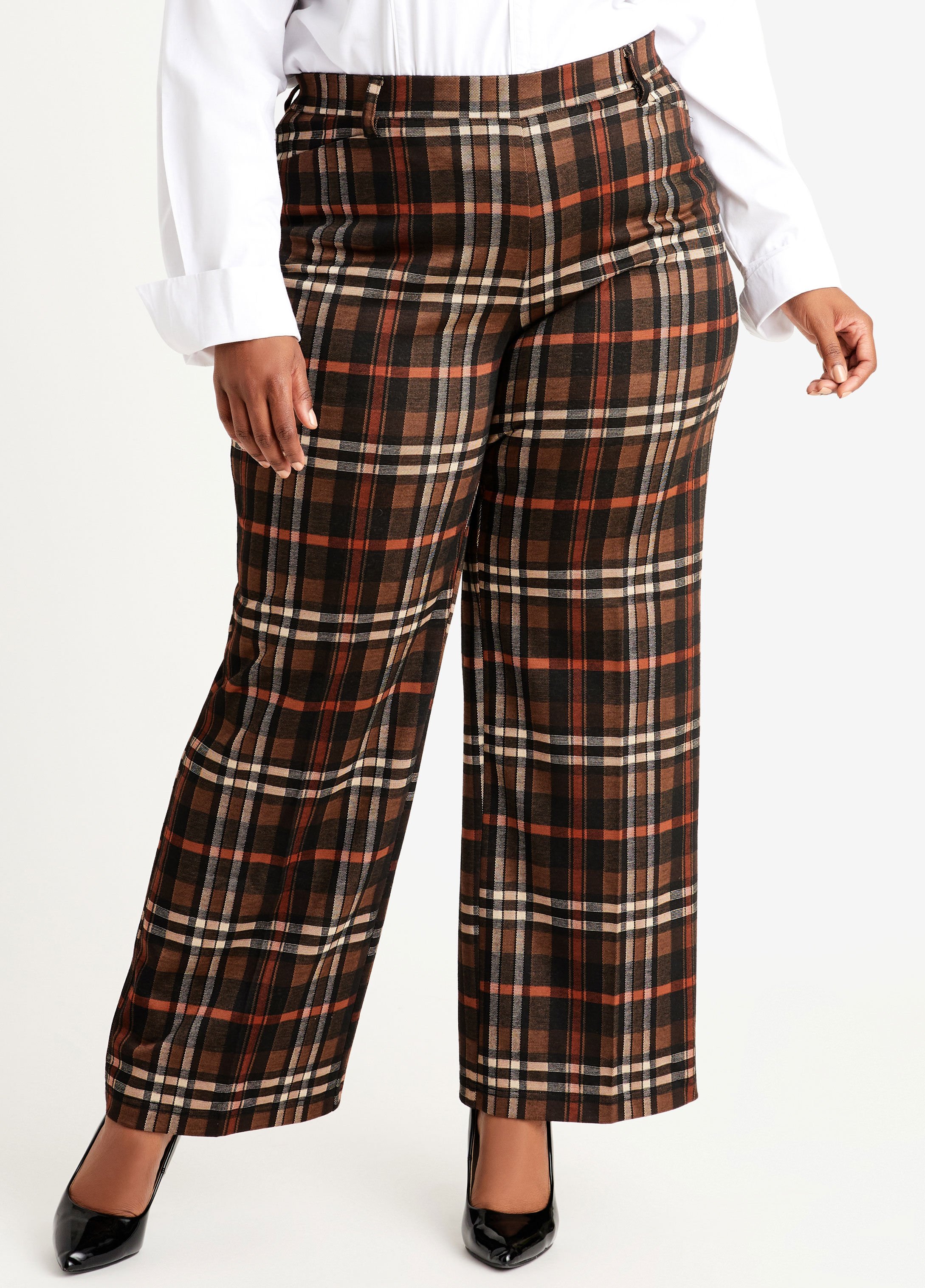 womens tall check trousers