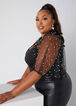 Faux Pearl And Crystal Mesh Capelet, Black image number 2