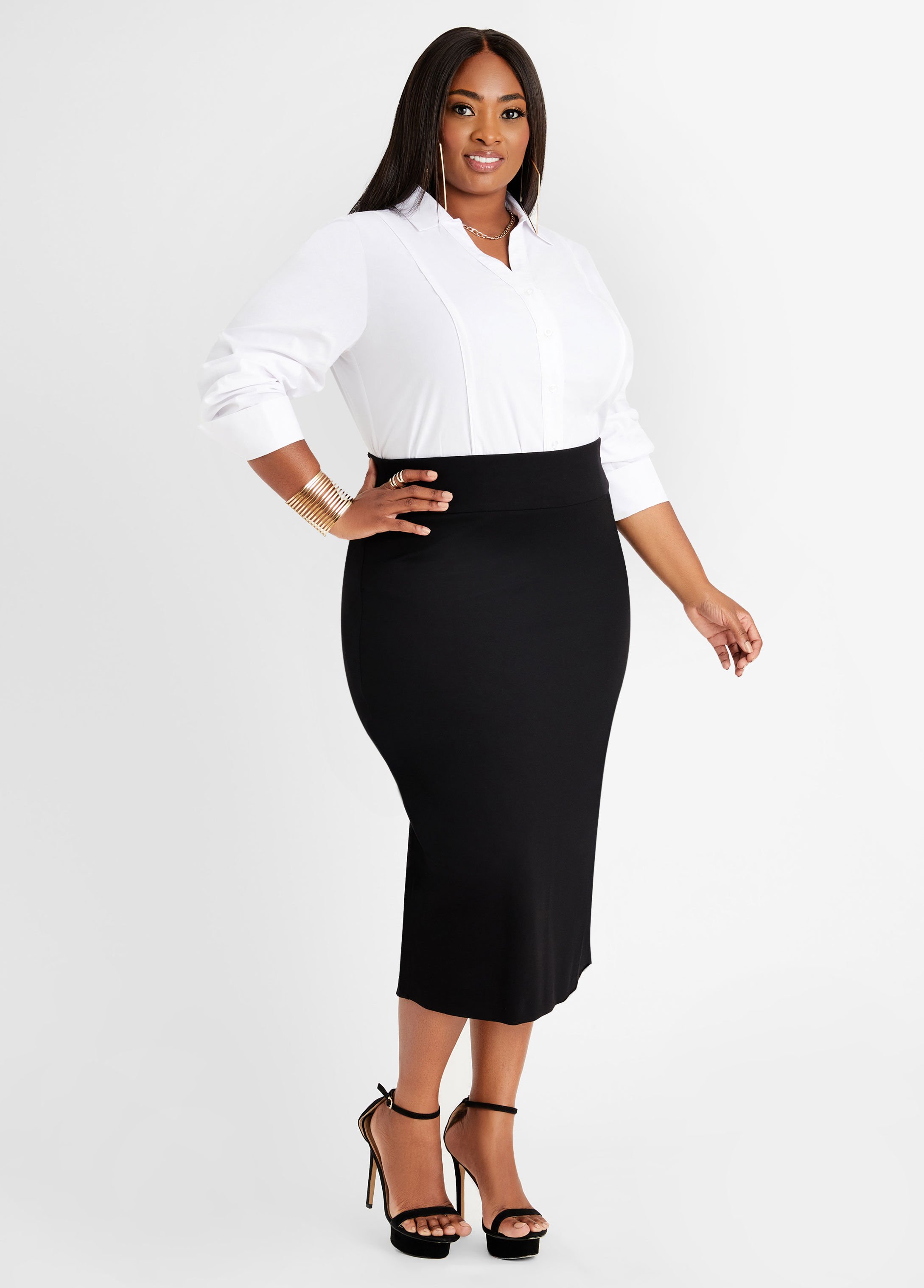 plus size midi tube skirt