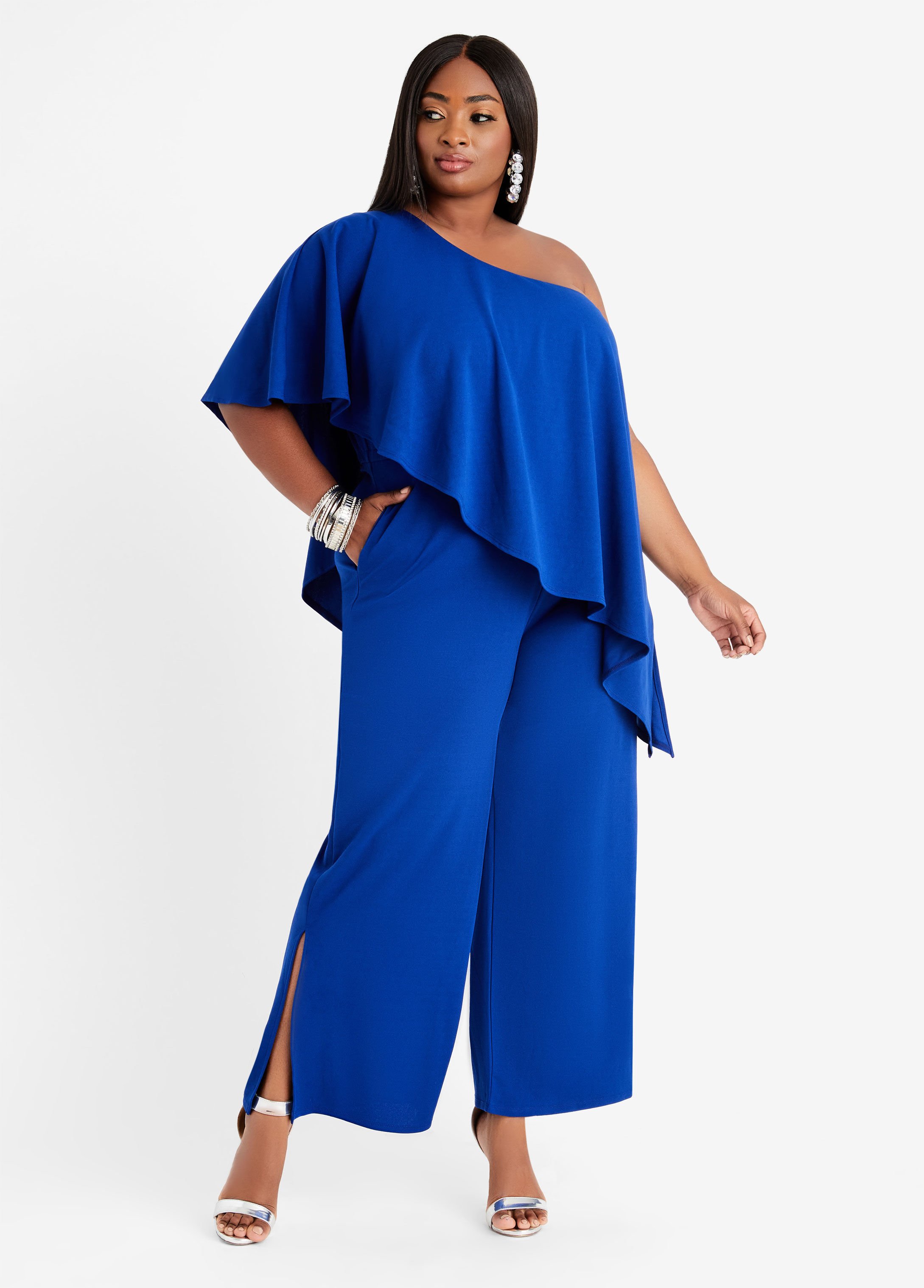 plus size one shoulder jumpsuits