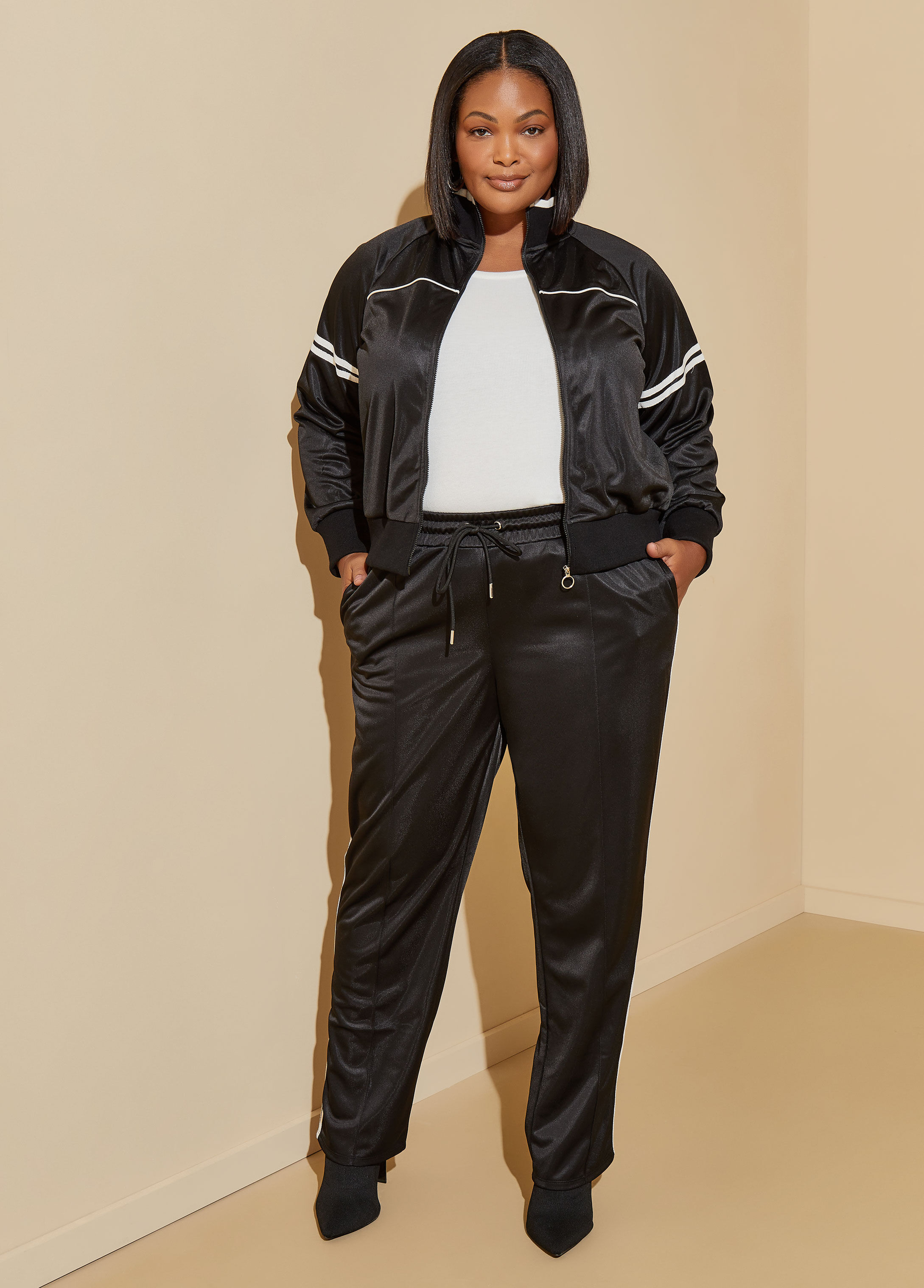 Plus Size Striped Track Pants Plus 80s 2000 fashion Y2K Streetwear