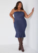 Strapless Textured Denim Dress, Denim Blue image number 2