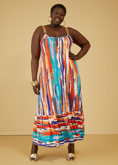 Embellished Brushstroke Maxi Dress, Multi image number 0