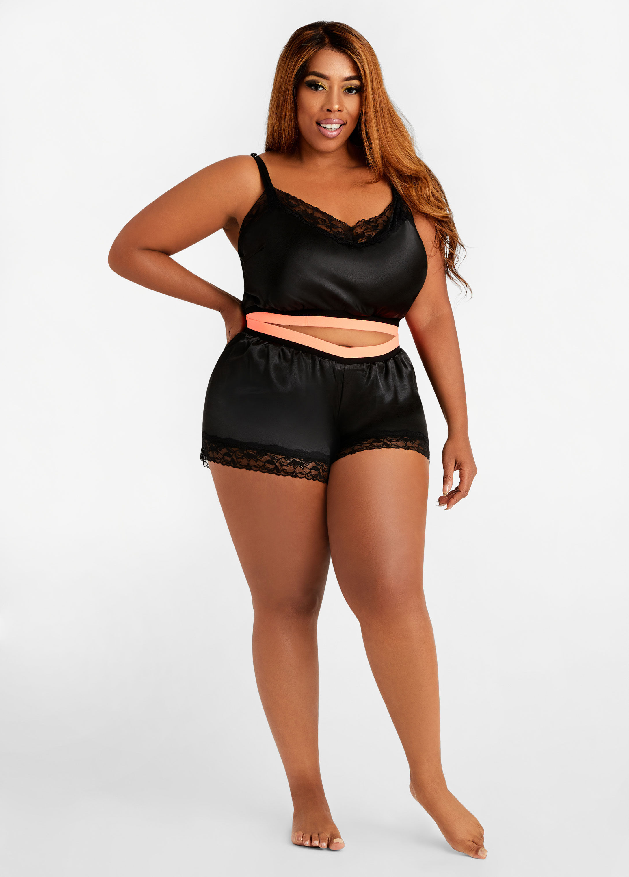 Plus size satin clearance shorts