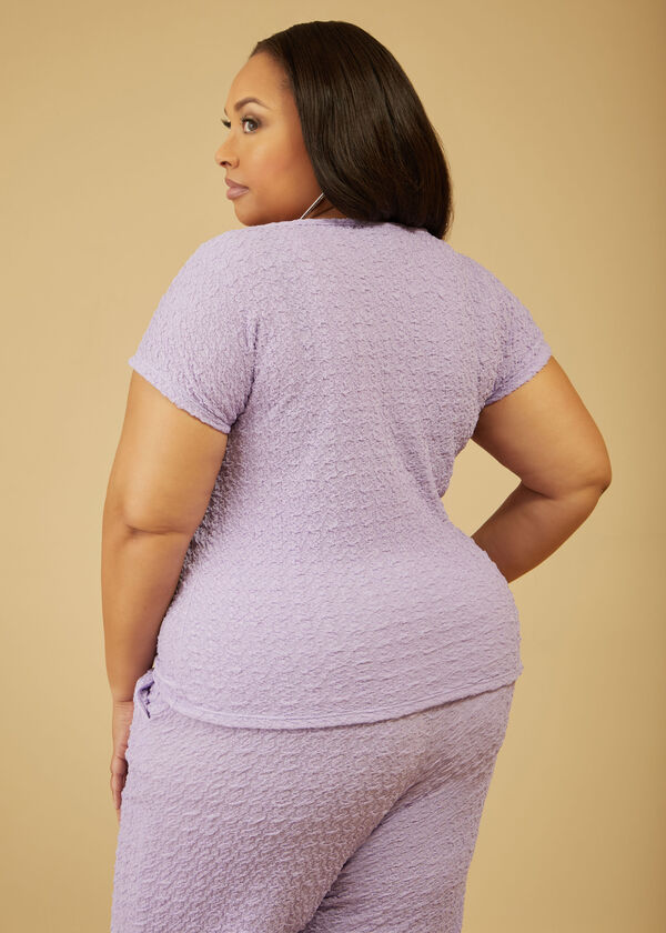 Knotted Textured Knit Top, Purple image number 1