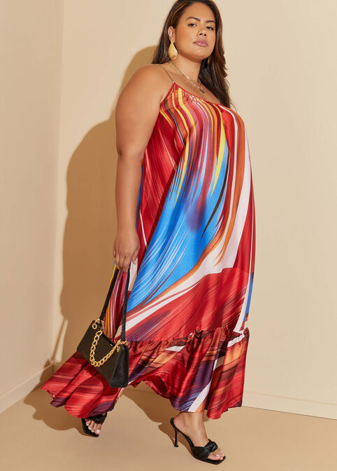 Chain Trimmed Printed Maxi Dress, Multi image number 2