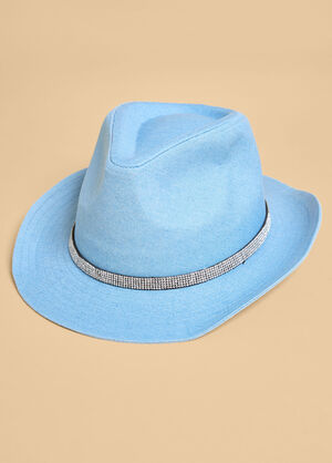 Crystal Denim Panama Hat, Denim image number 1