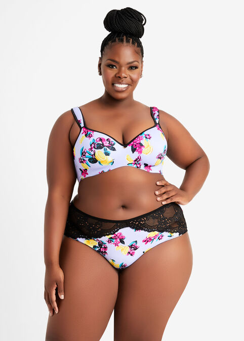 Plus Floral Print Shapewear Panty Without Liner