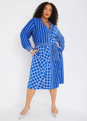 Printed Belted Shirtdress, Surf The Web image number 0