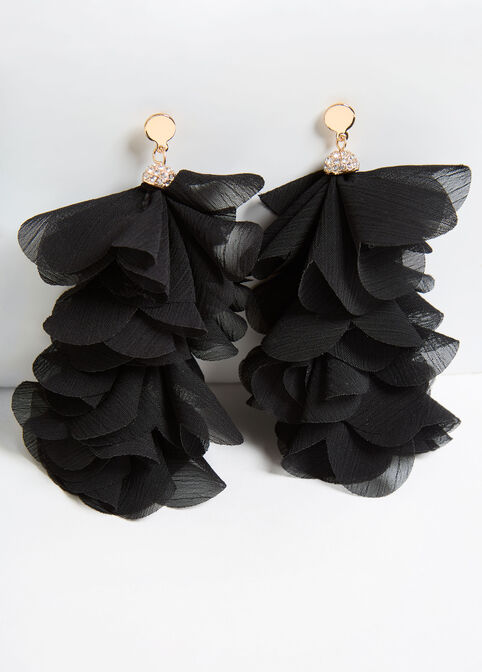 Crystal And Chiffon Earrings, Black image number 0