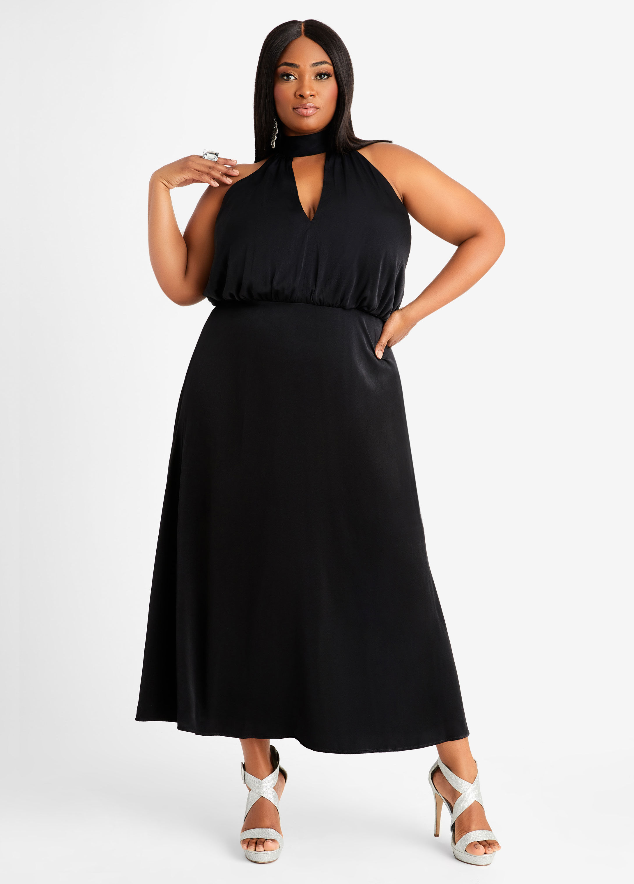 plus size long halter dress