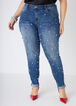 Faux Pearl Skinny Jeans, Dk Rinse image number 0