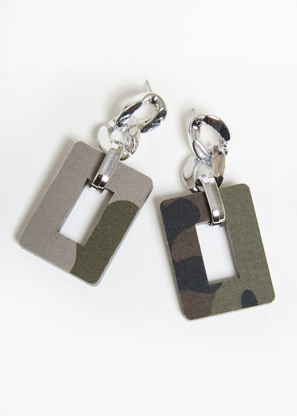 Chain Link Camo Print Earrings, Deep Depths image number 1