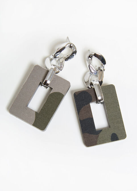 Chain Link Camo Print Earrings, Deep Depths image number 1