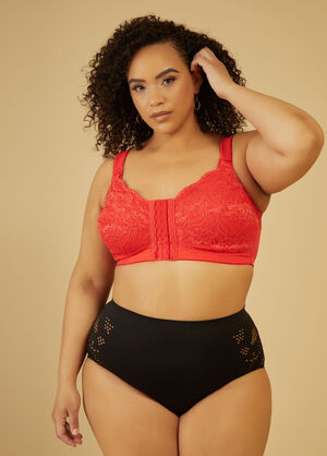 Wireless Front Close Posture Bra, Red image number 0