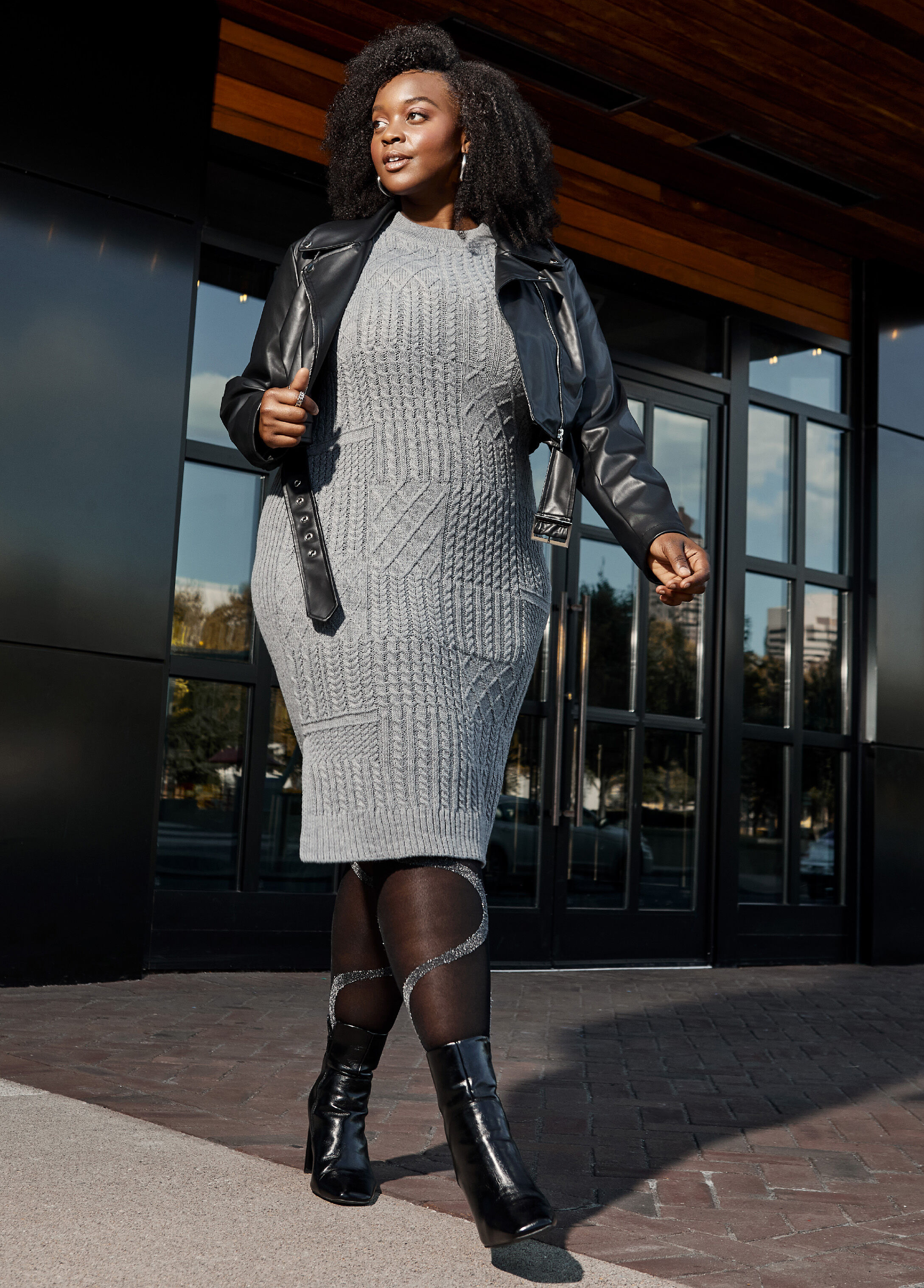 Cable knit sweater sale dress plus size