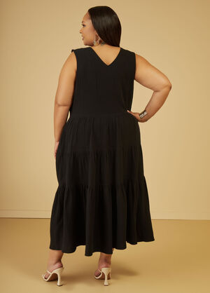 Cotton Gauze Maxi Dress, Black image number 1