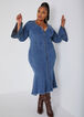 Denim Mermaid Midaxi Dress, Medium Blue image number 2