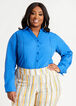 Cotton Split Collar Button Up Top, Victoria Blue image number 2