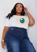 Eye Embellished Graphic Tee, White image number 0