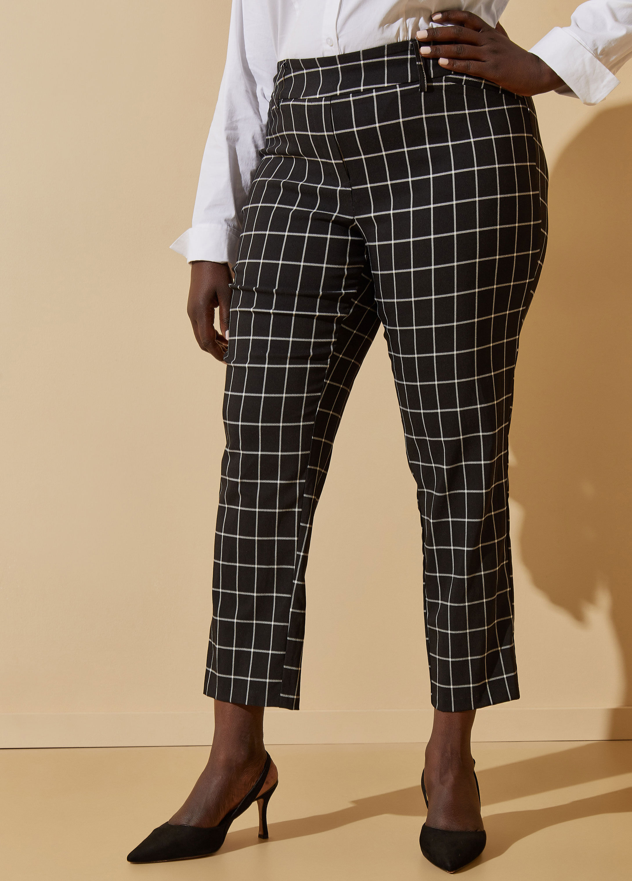 Womens plaid ankle on sale pants