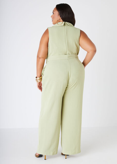 Double Breasted Wide Leg Jumpsuit, SWAMP image number 1