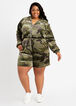 Camo Velour Hoodie Romper, Olive image number 0