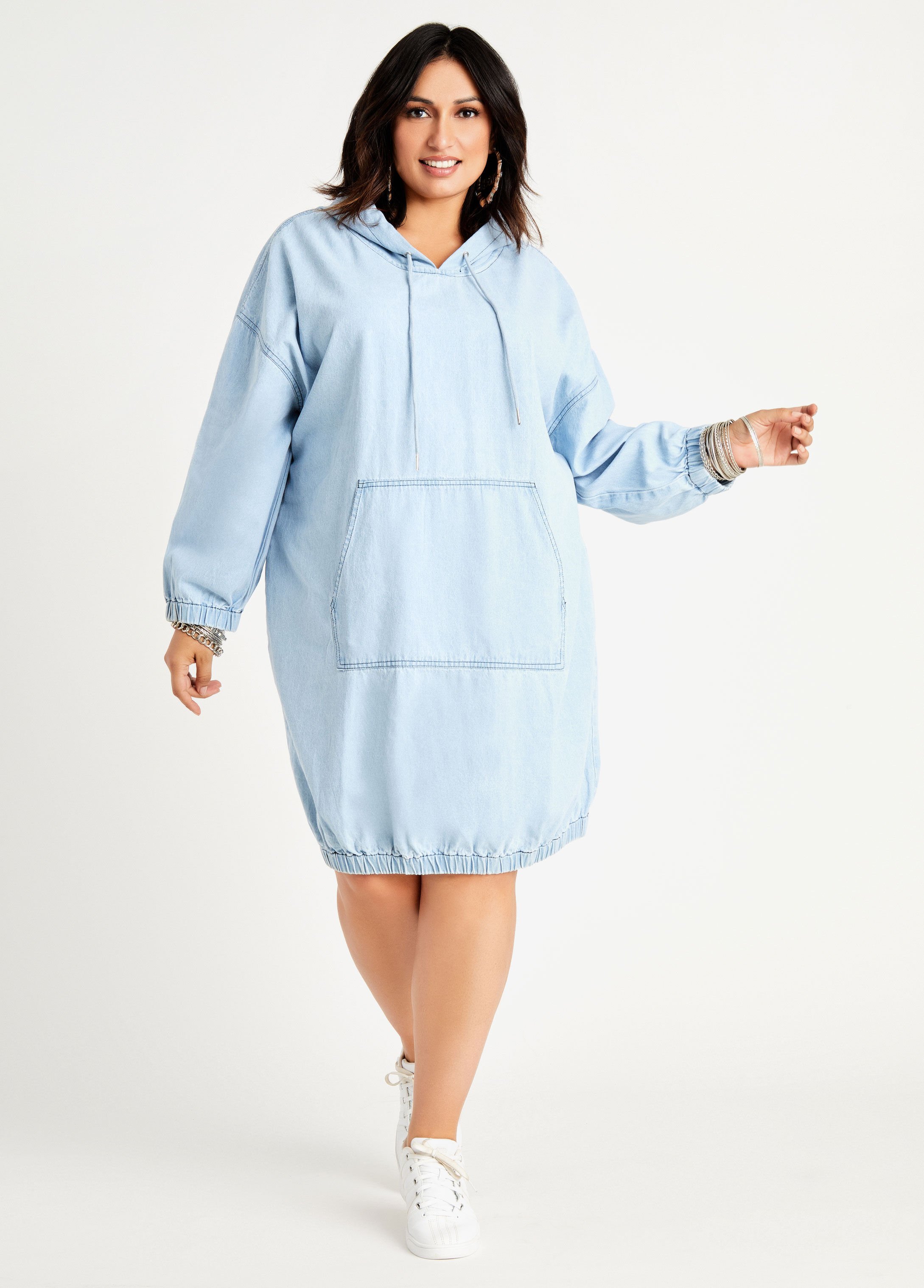 Denim discount hoodie dress