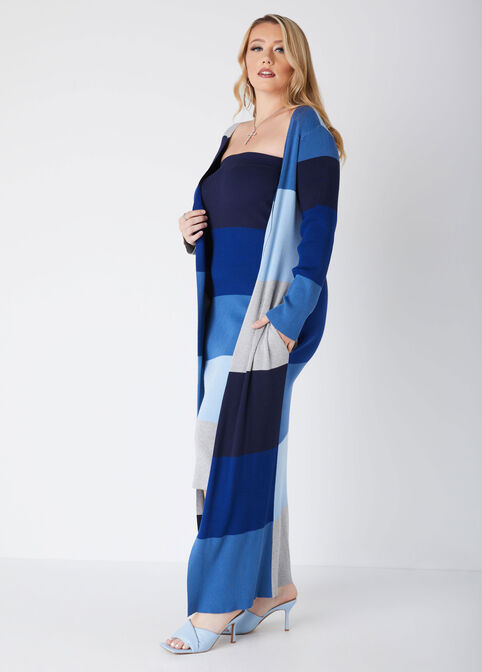 Striped Ribbed Duster, Peacoat image number 2