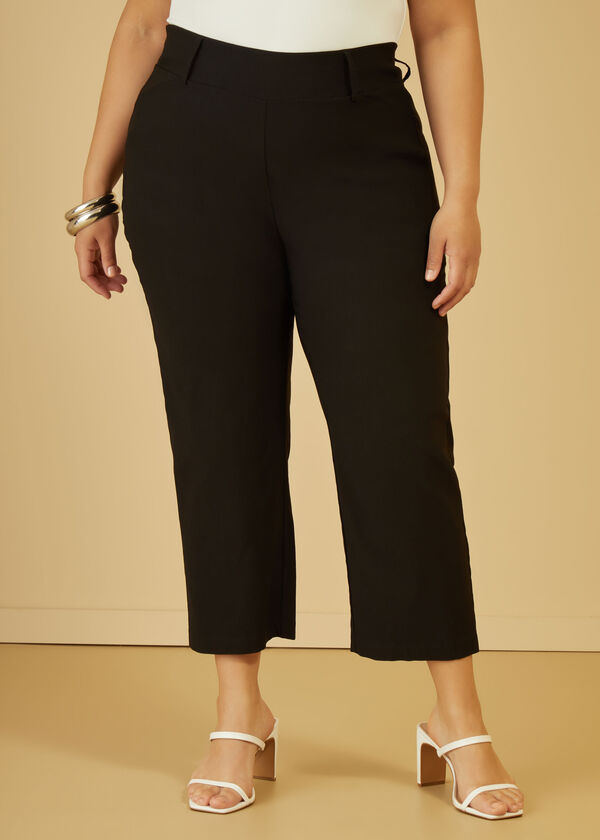 Stretch Twill Pull On Capris, Black image number 0