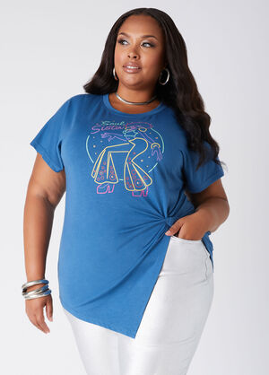 Soul Sista Knotted Graphic Tee, Navy image number 0