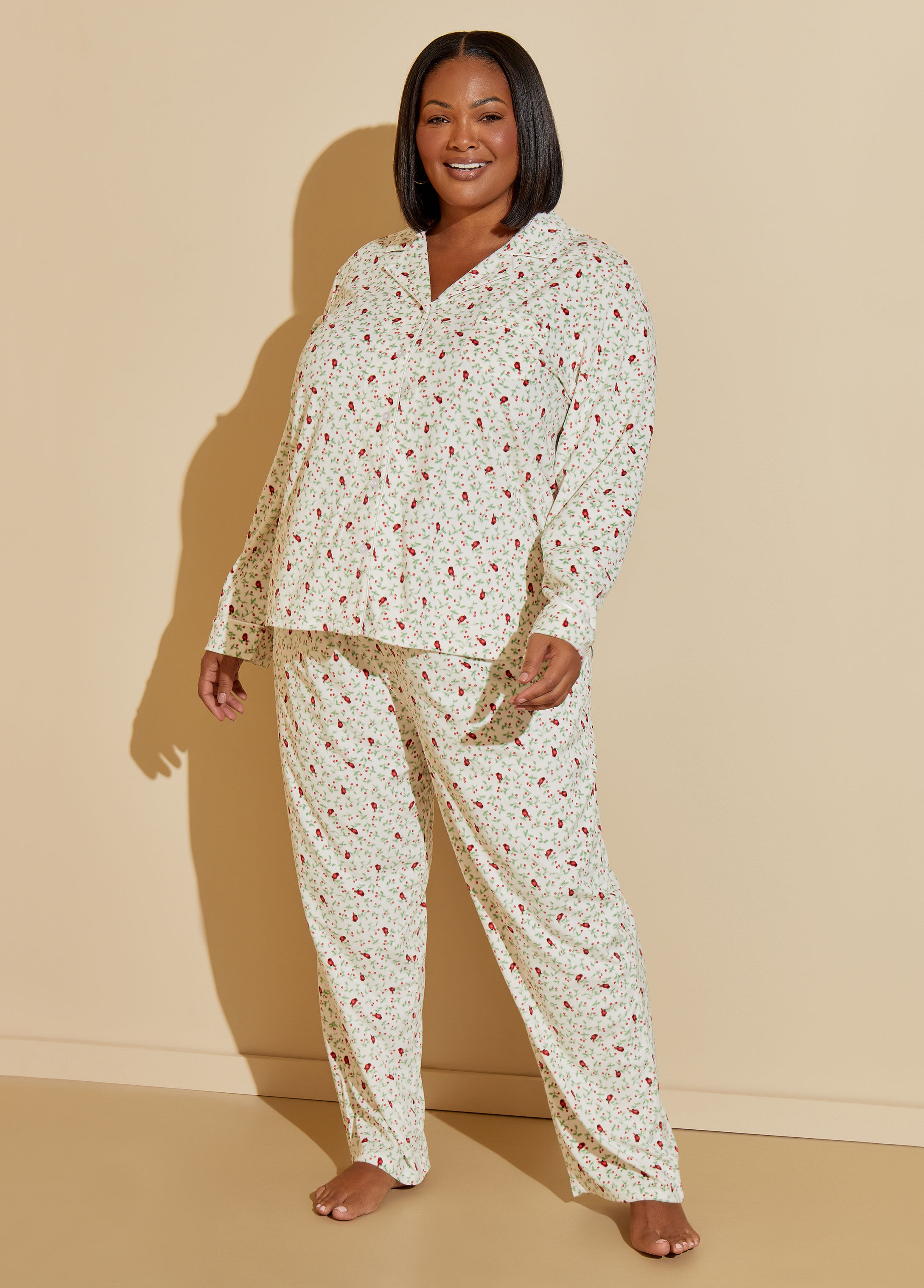 Plus Size Carole Hochman Cardinal PJs Pants Sleepwear Lounge Sets