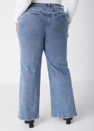 Studded Wide Leg Jeans, Lt Sky Blue image number 1