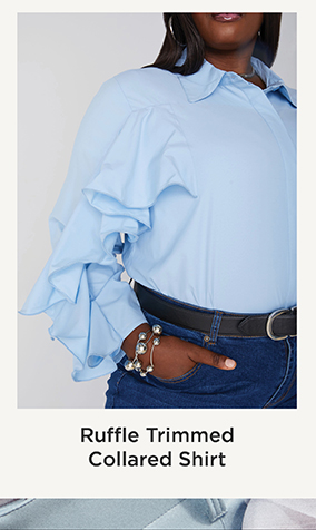 Ruffle Trimmed Collared Shirt