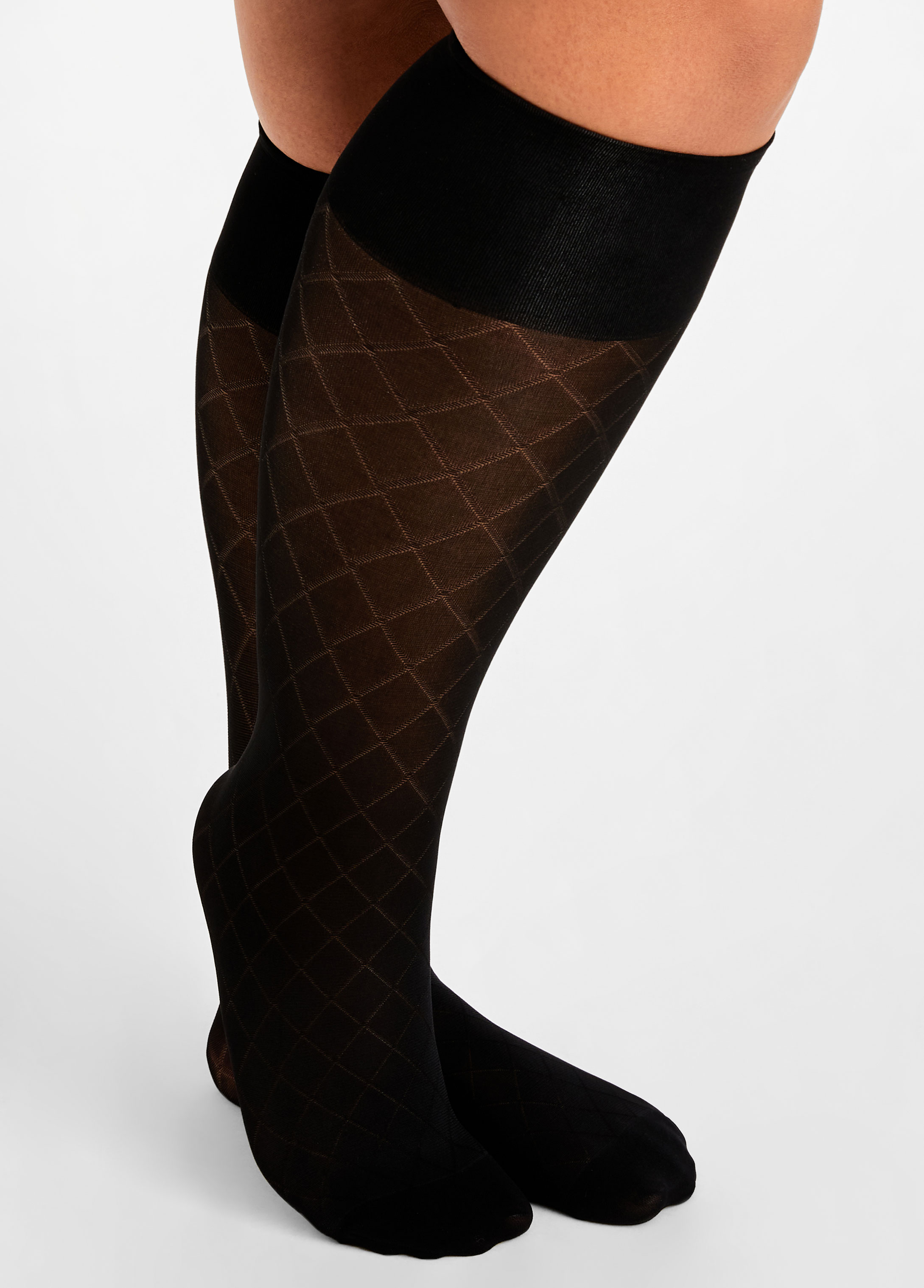 Plus Size 3pk Diamond Trouser Socks, Black, 1SZ - Ashley Stewart
