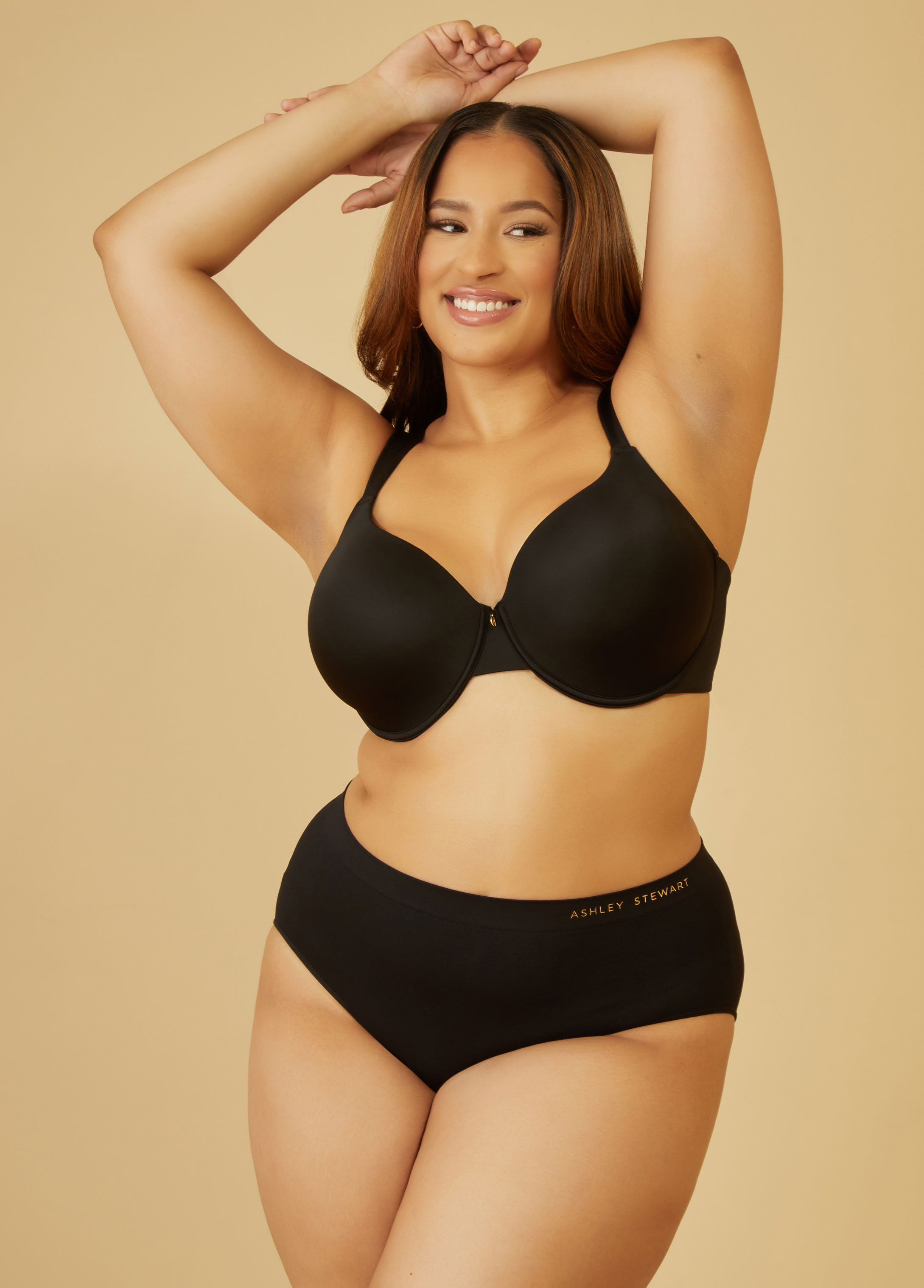 Plus Size Micro Underwire T Shirt Bra, BLACK, 42DD - Ashley Stewart