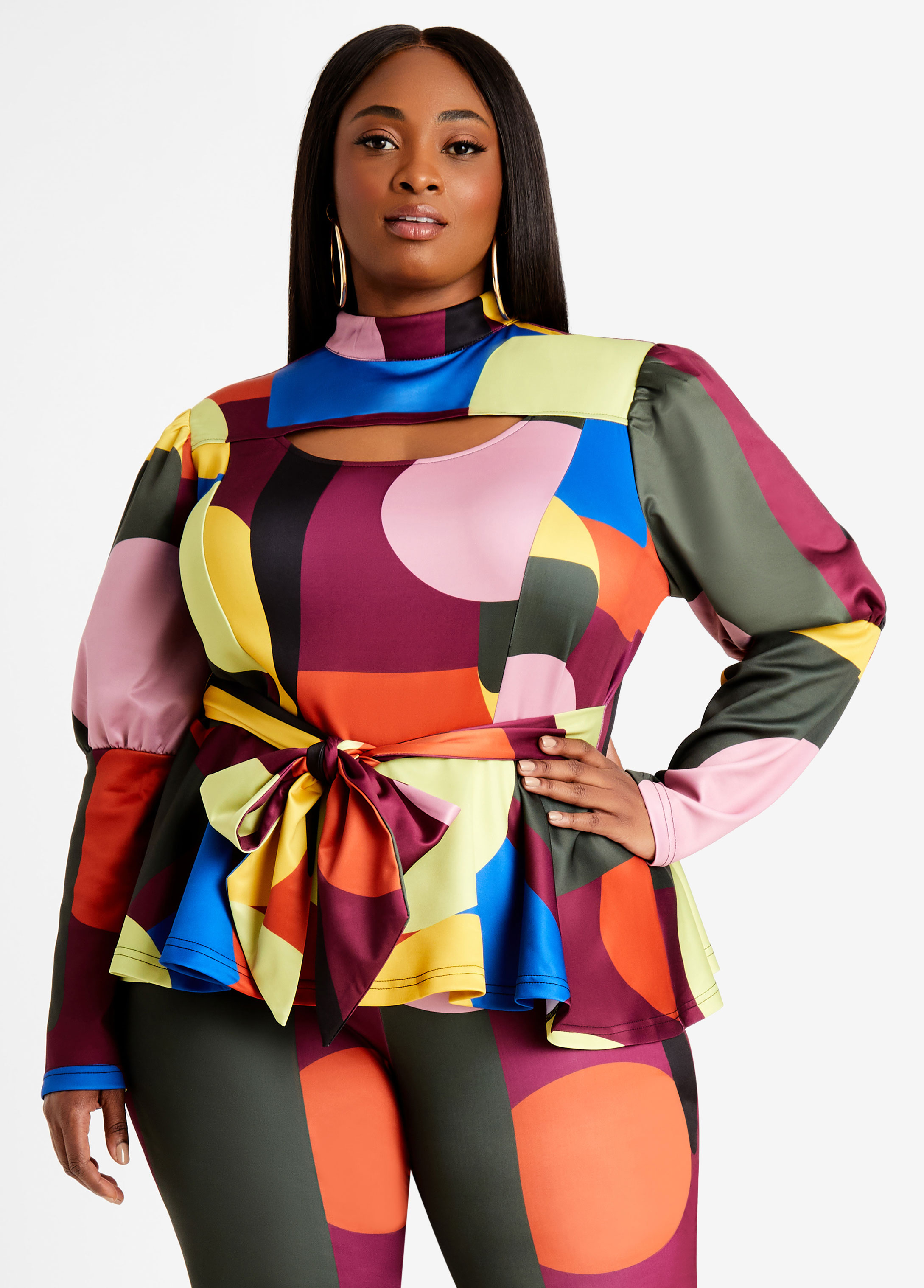 plus-size-colorblock-abstract-skinny-pant-cutout-peplum-top-2pc-set