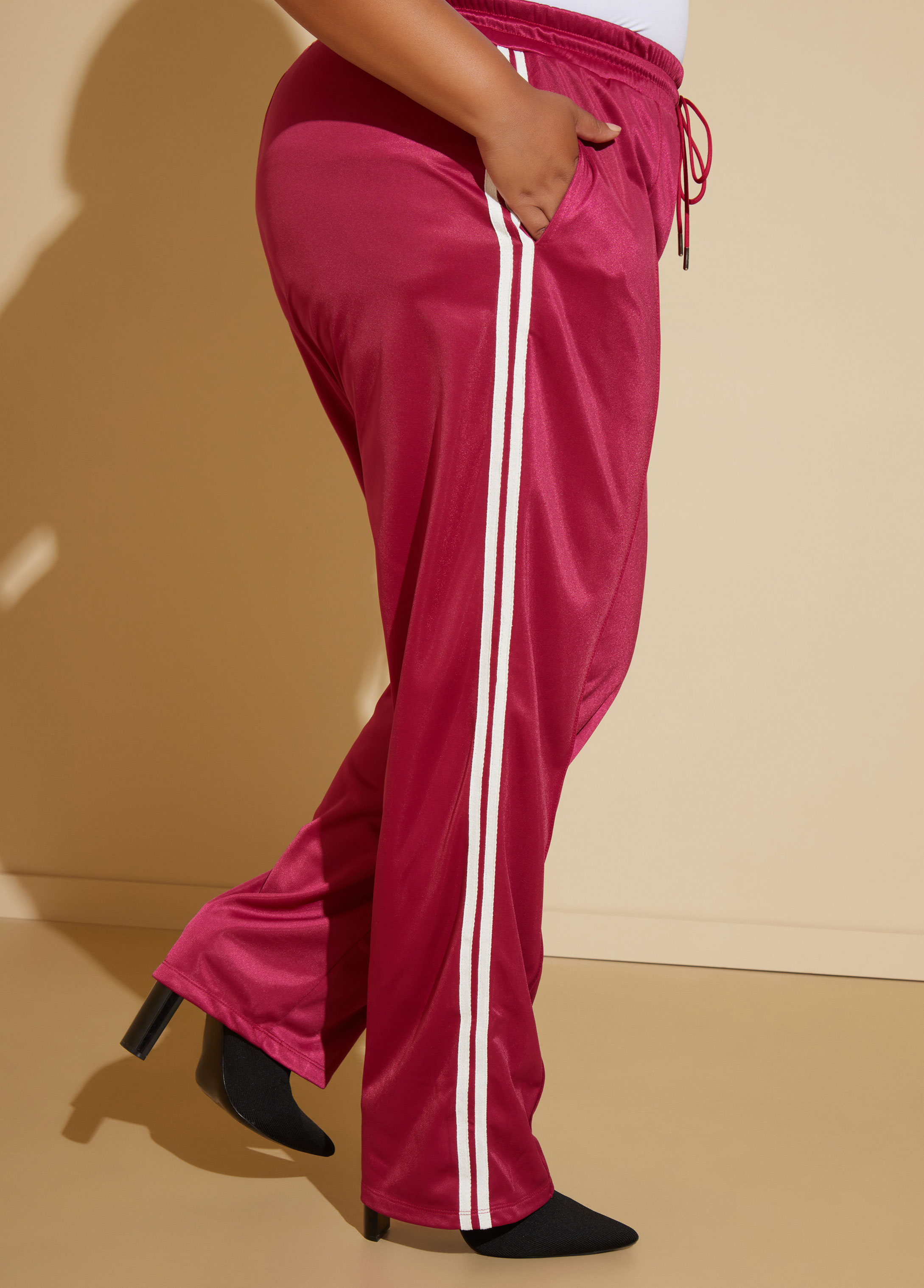 Plus Size Striped Track Pants 80s 2000 fashion Y2K Streetwear Sets