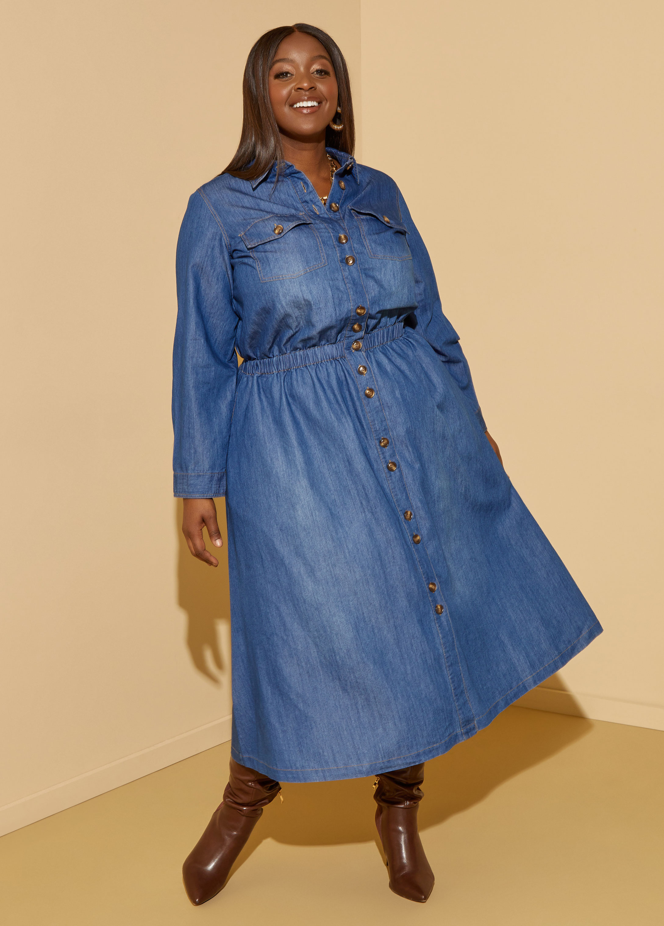 Women's Jean Dress Maxi Jean Dress Plus Size Denim Dress Blue Jean Dress |  eBay