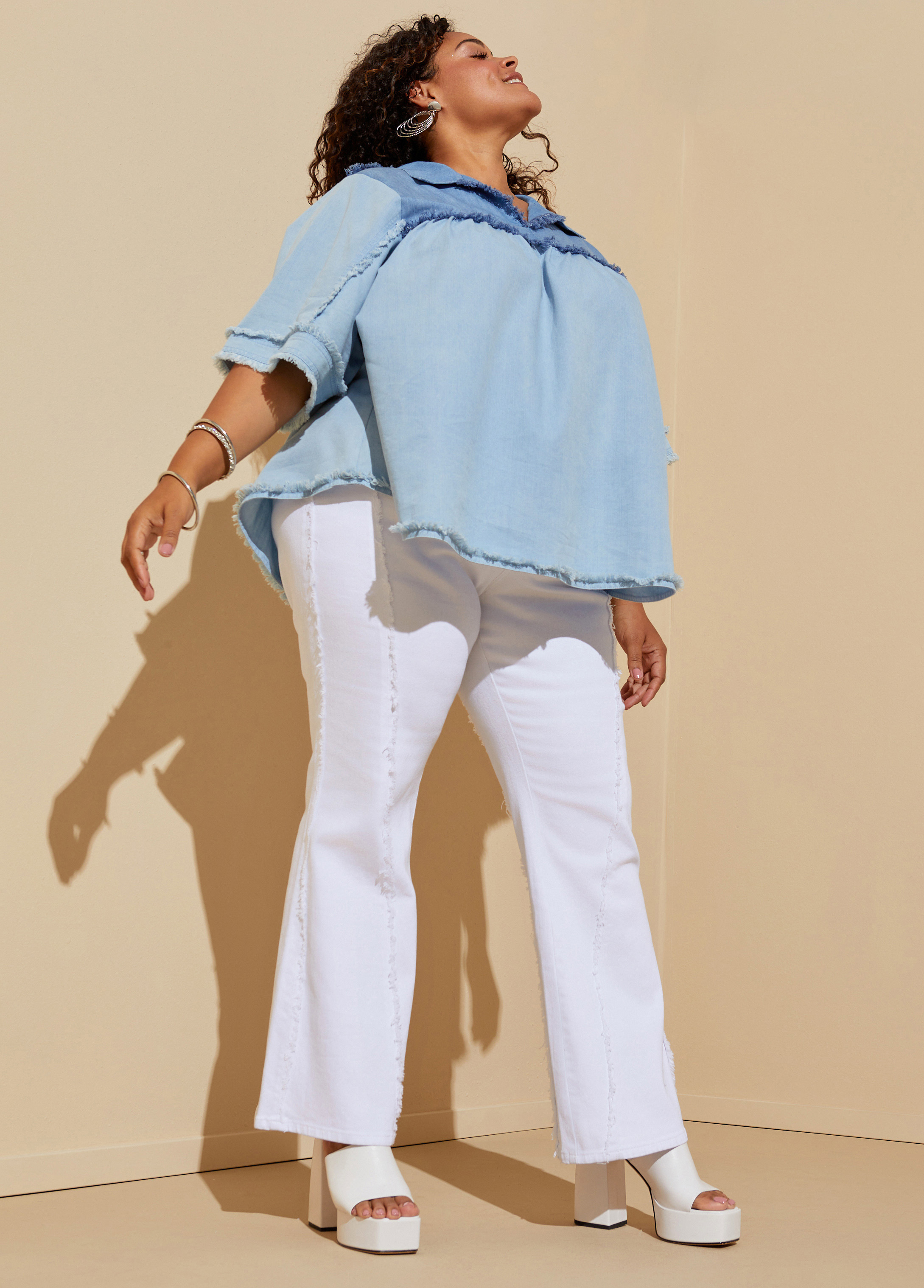 Two Tone Chambray Swing Top