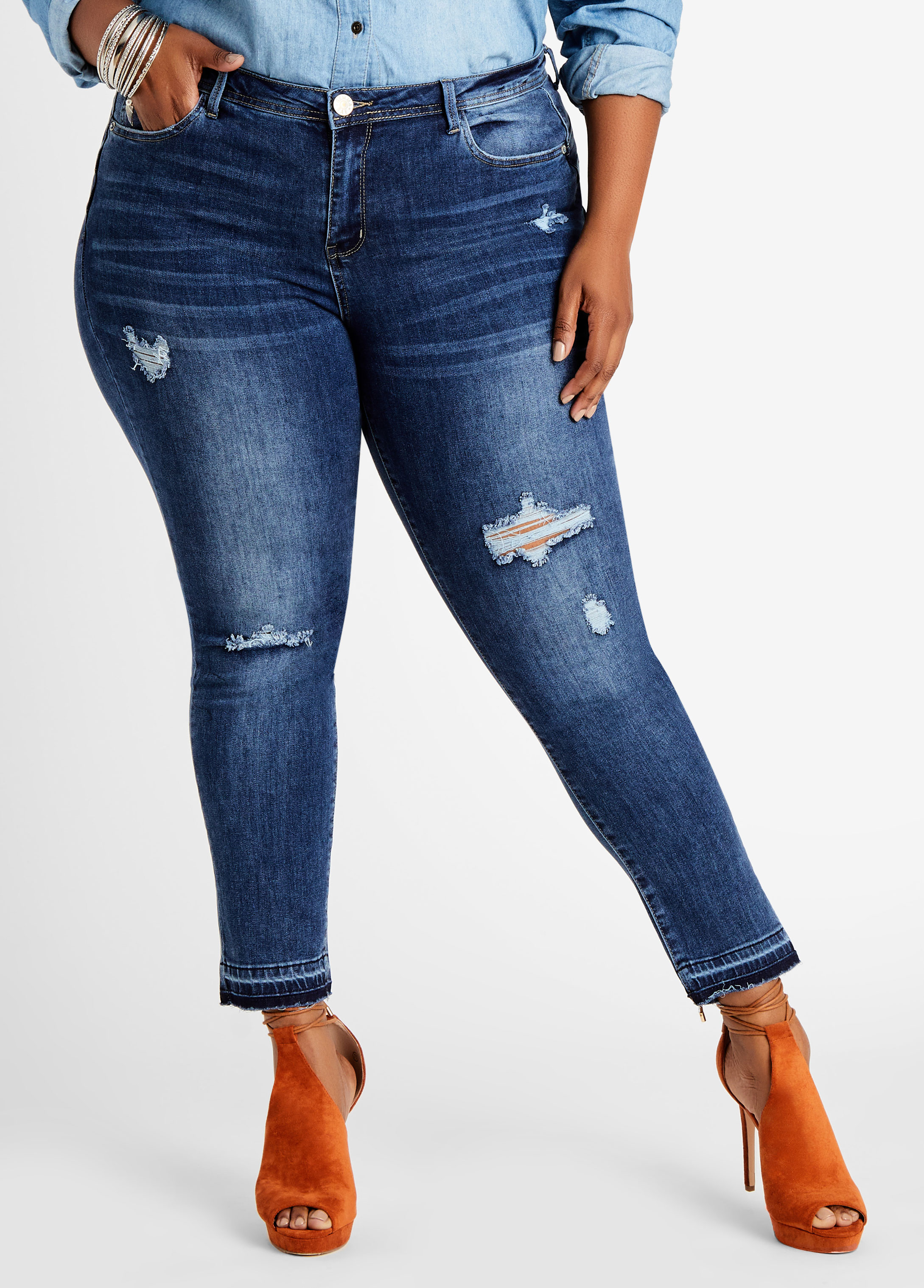 Plus Size Sexy Curve Boost Butt Lift High Waist Stretch Skinny Jeans