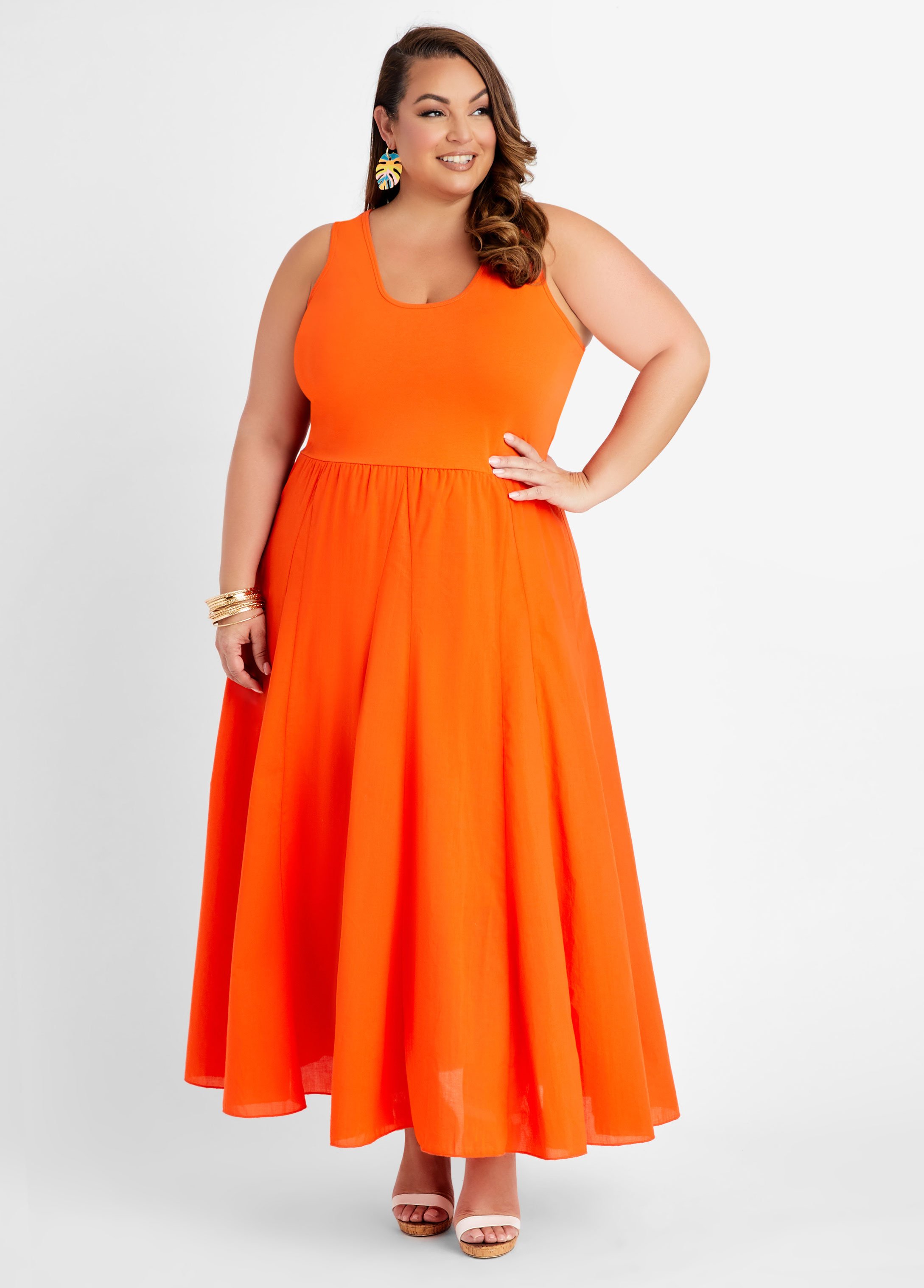 Plus Size Maxi Dress Jersey Tank Dress Casual Versatile Summer