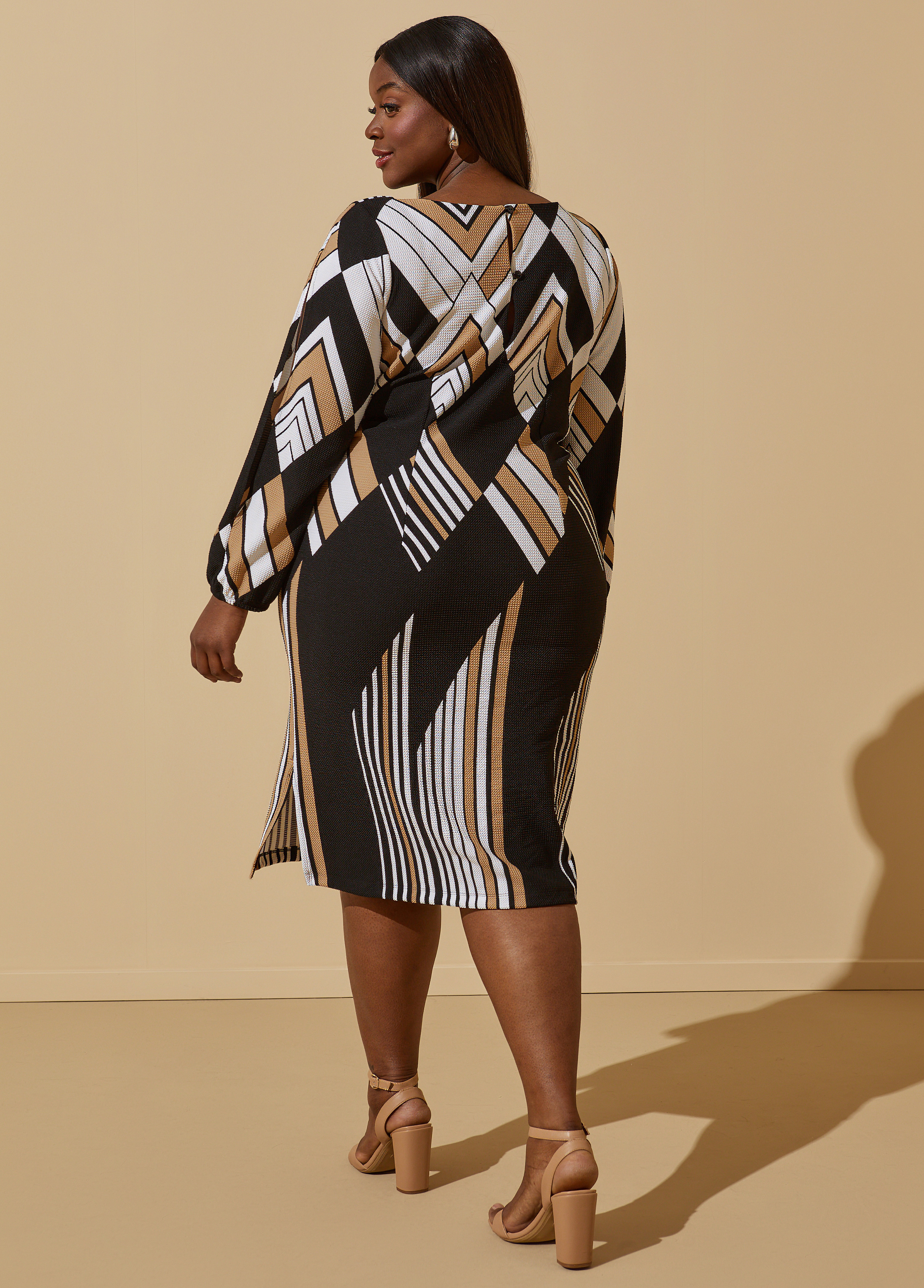 Ashley stewart black hot sale and gold dress