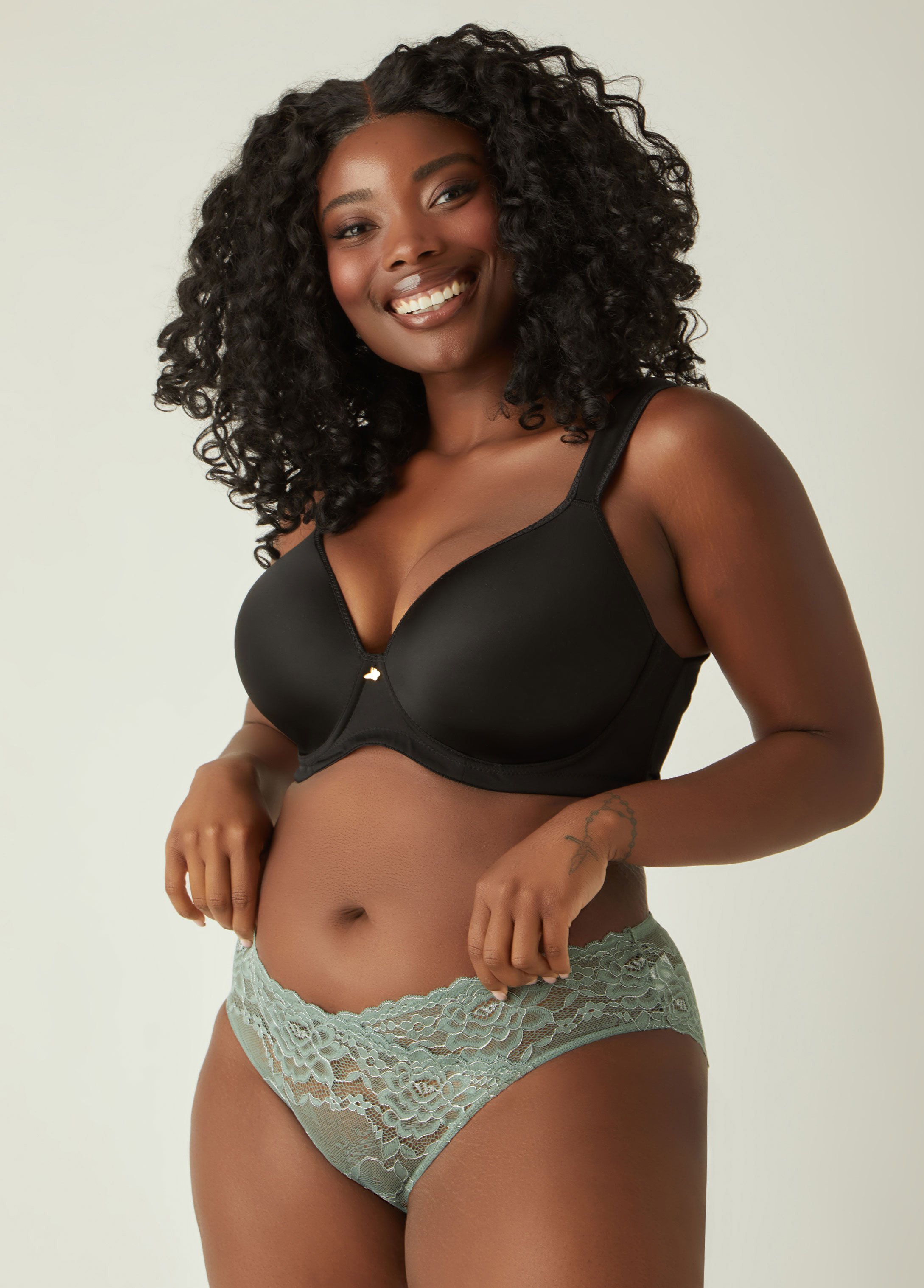 Plus Size Lace Bikini Briefs, GREEN, 12 - Ashley Stewart