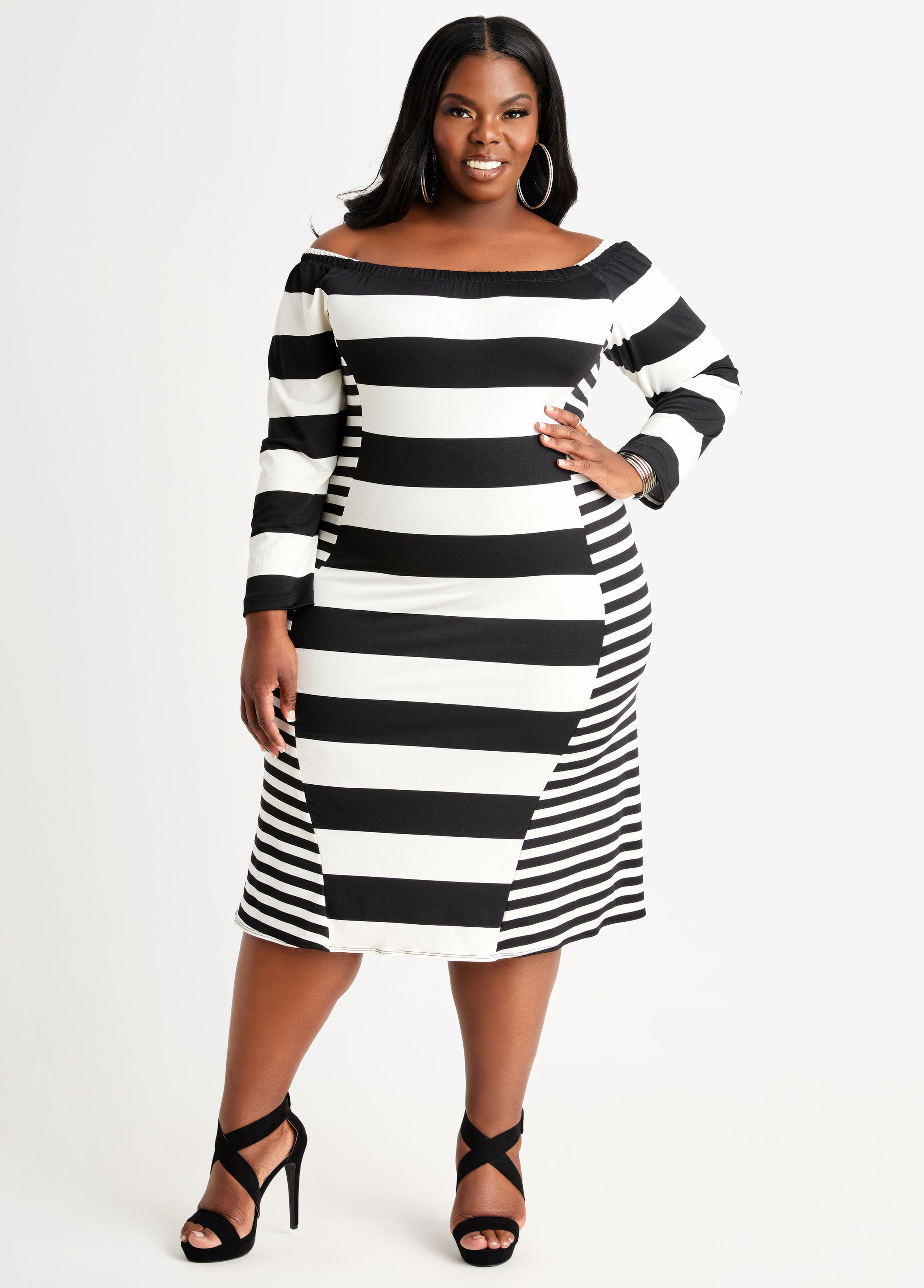 plus-size-illusion-dress-stripe-plus-size-dress-plus-size-midi-dress