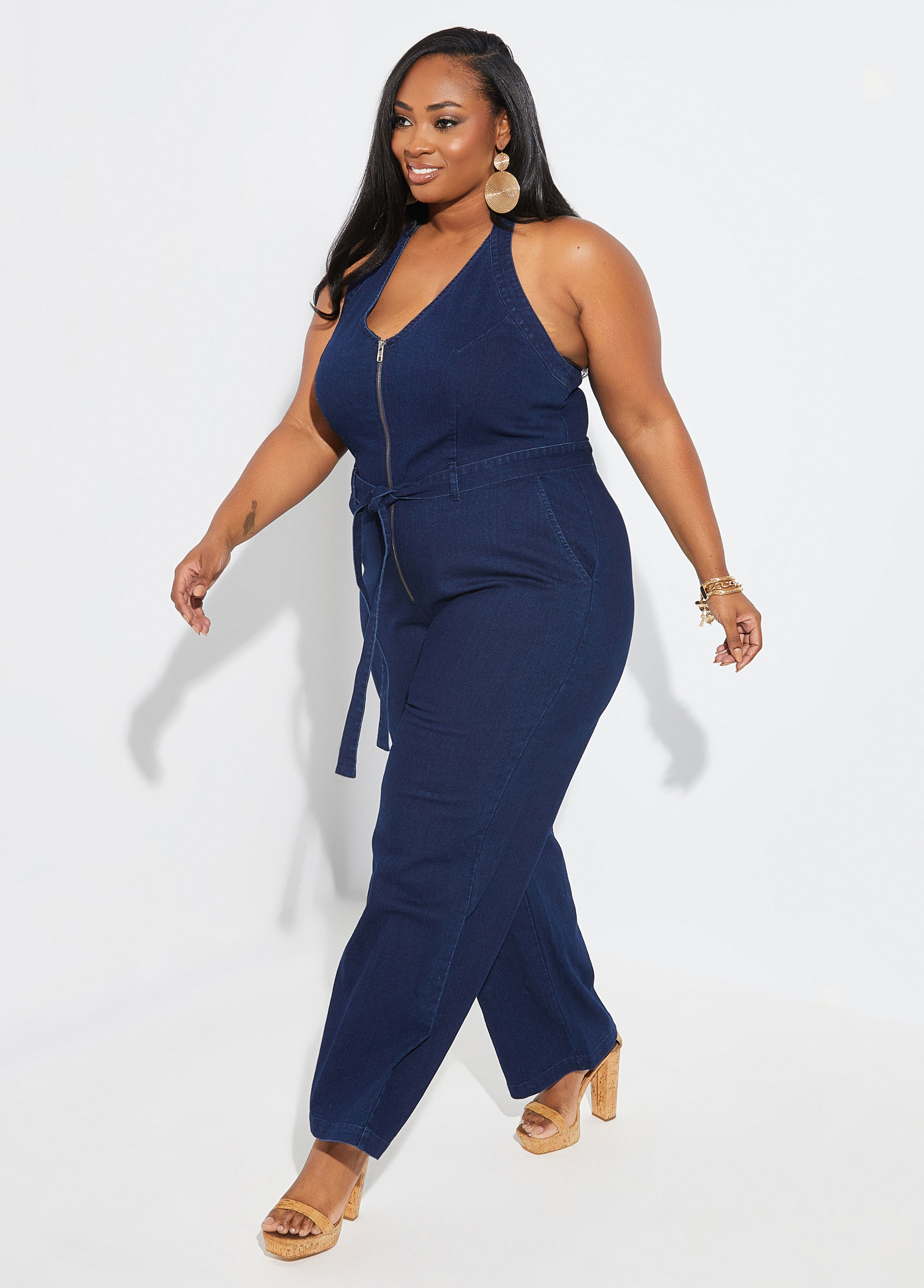 ashley stewart gold jumpsuit