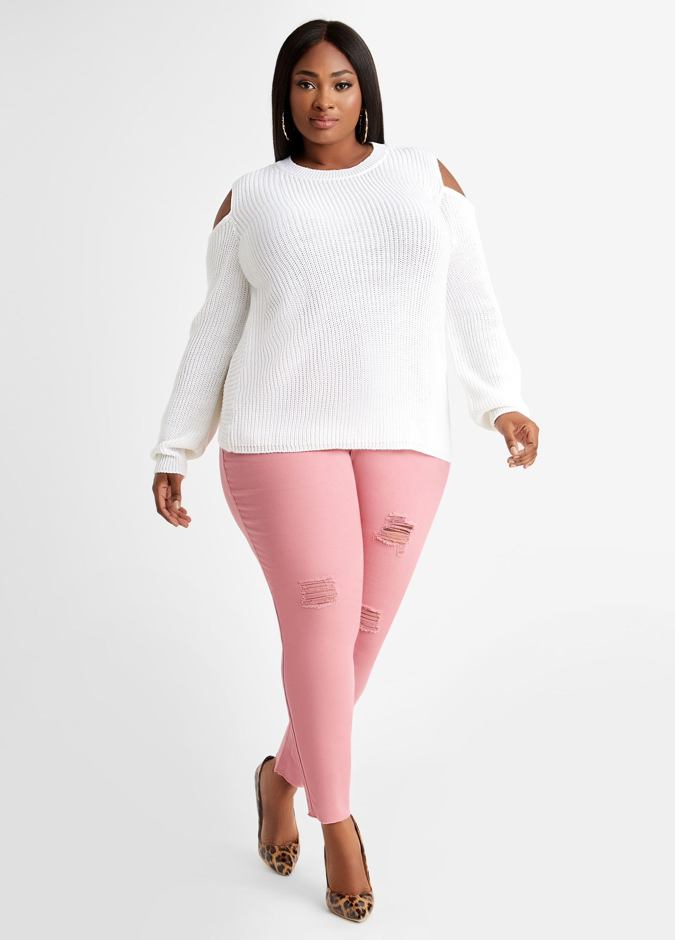 Pink jeggings women Plus size compression pant 2 back pockets - Belore Slims